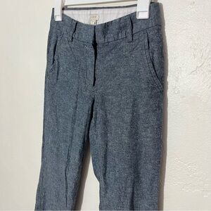 J. Crew Women’s Cotton & Linen Only Blue Grey Trousers Pants Natural Fibers 00